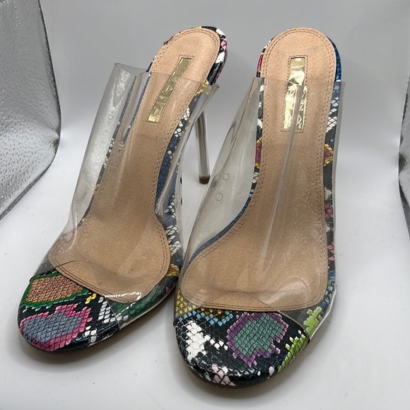 Liliana Women Transparent PVC Peep Toe Stiletto Mule Heel - Picture 2 of 2